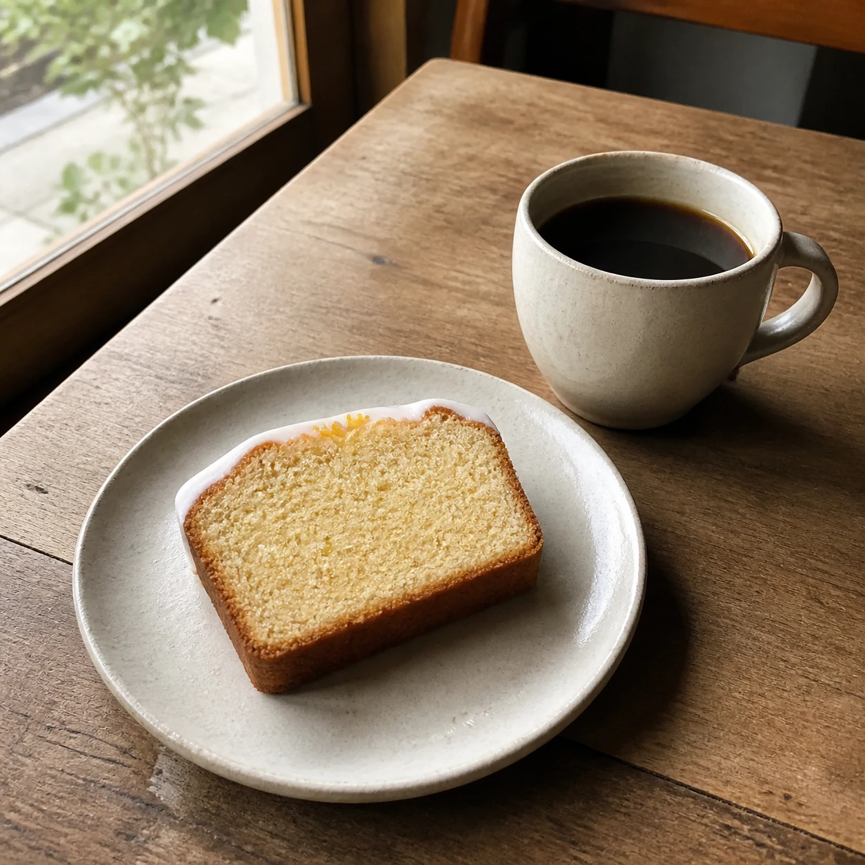 カフェのレモンケーキとコーヒーのイメージ